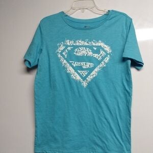 DC Comics Superman T-shirt, sz M, Lt Blue/White,  Pre-owned